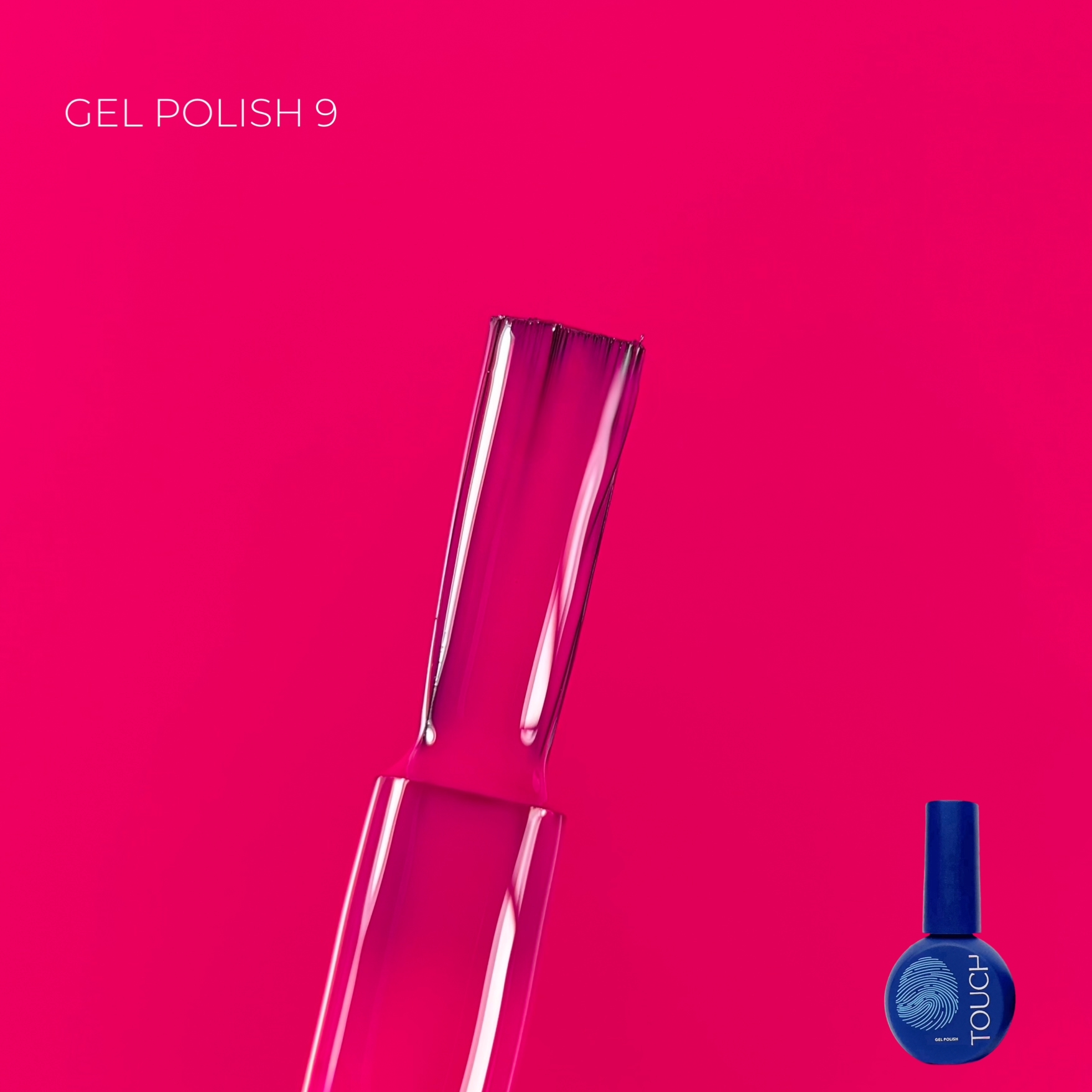 esmalte gel polish de touch, tono 09, tono rosa fucsia intenso