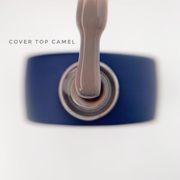 bote cover top en tono camel, marron suave, formato 13 ml