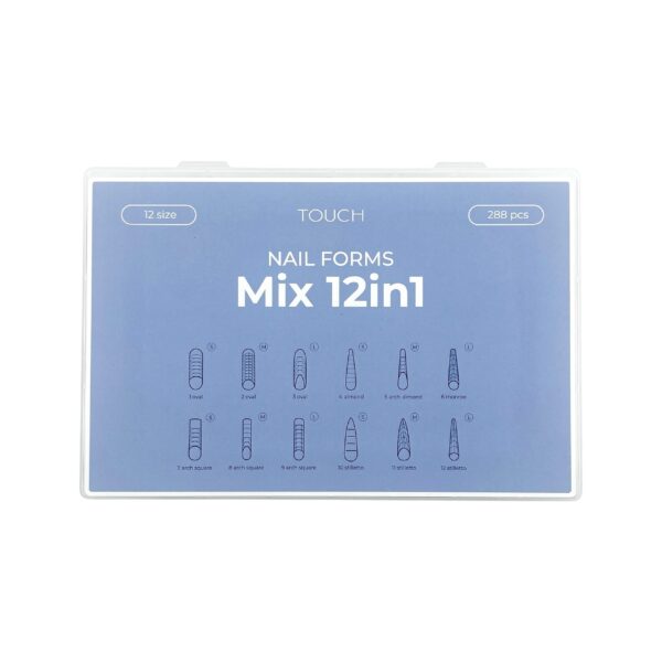 caja de tips marca touch, 288 unidades. mix 12 en 1