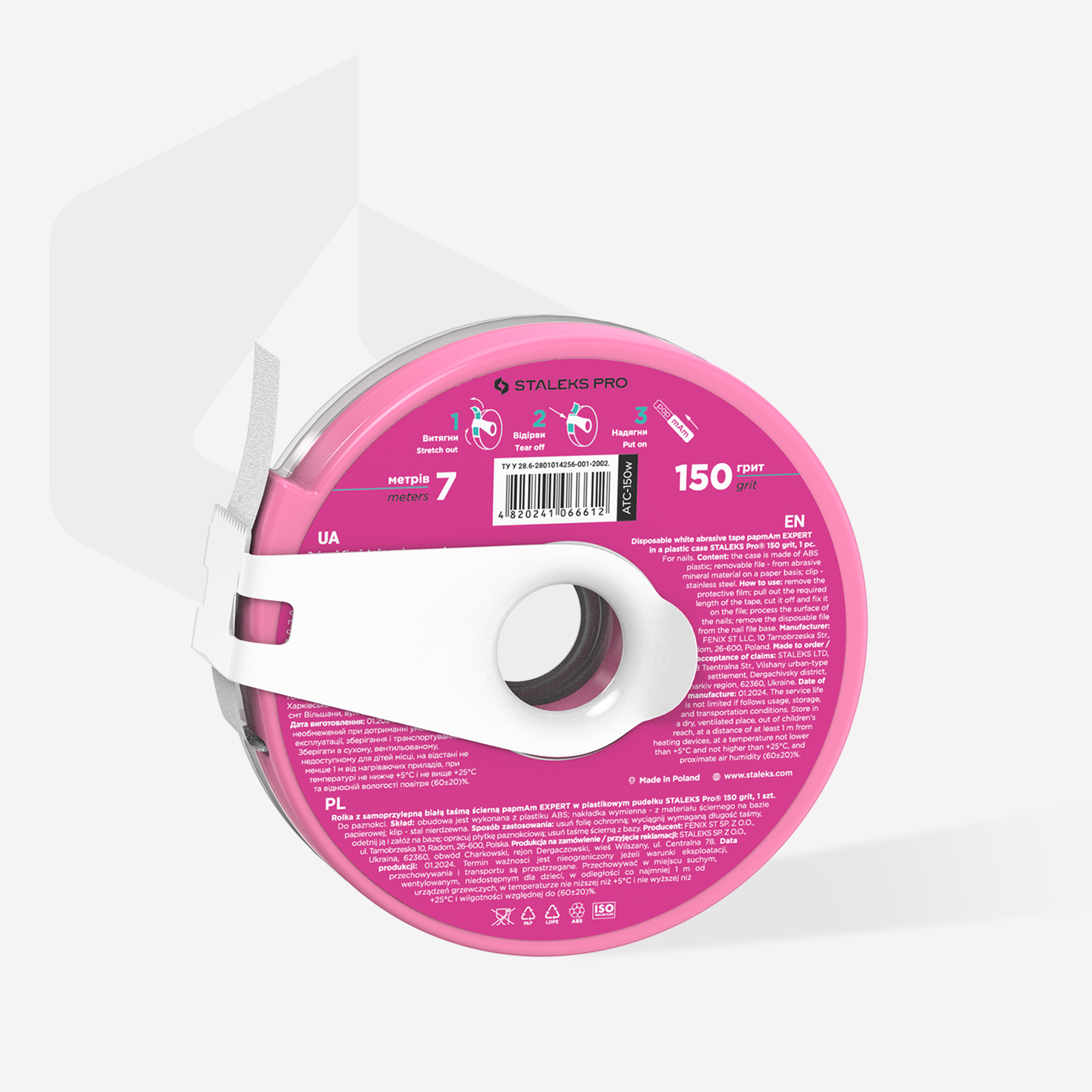 Estuche de cinta abrasiva blanca desechable papmAm STALEKS EXPERT, grano 150, base de papel kraft.