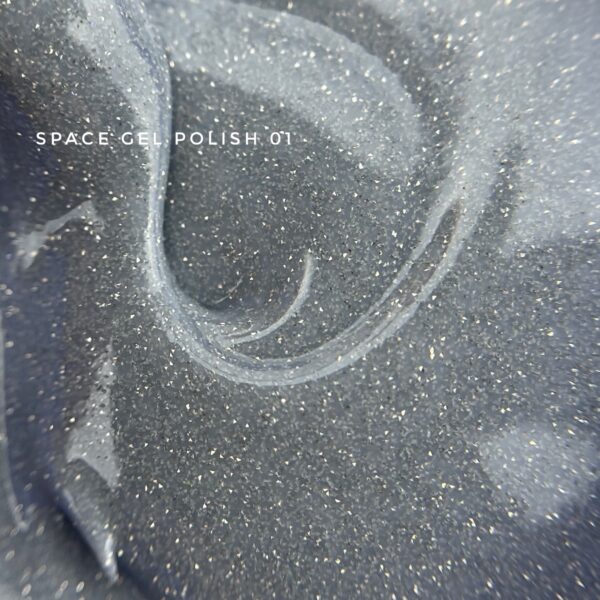Esmalte de gel gris claro reflectante Touch Space 01 con brillo intenso bajo luz artificial
