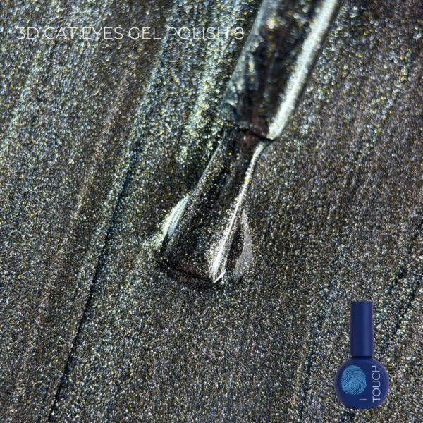 Esmalte magnético 3D Cat Eye 08 de Touch con efecto ojo de gato y partículas reflectantes. Gris