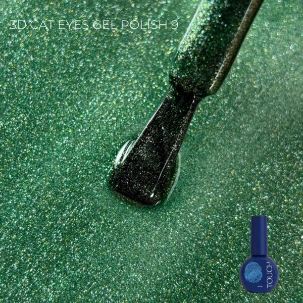 Esmalte magnético 3D Cat Eye 09 de Touch con efecto ojo de gato y partículas reflectantes. verde