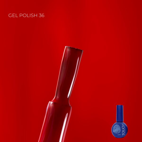 Frasco de esmalte de gel profesional Touch Gel Polish tono 36, rojo, para manicura de larga duración