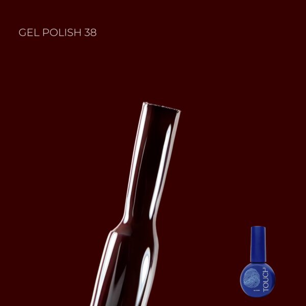Frasco de esmalte de gel profesional Touch Gel Polish tono 38, granate oscuro, para manicura de larga duración
