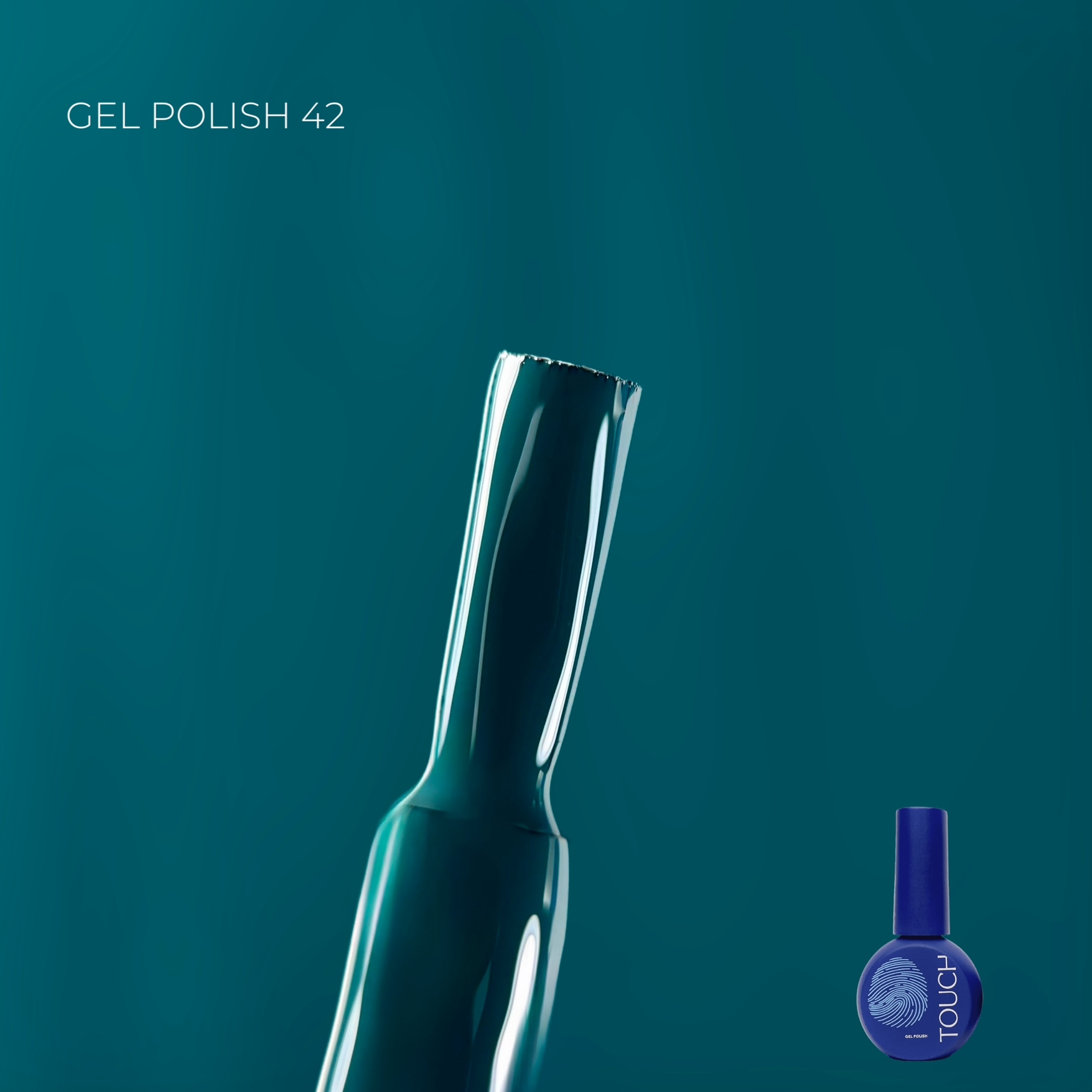 Frasco de esmalte de gel profesional Touch Gel Polish tono 42, verde azulado, para manicura de larga duración