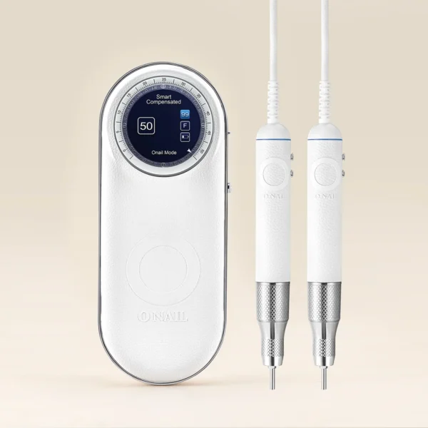 Torno micromotor inteligente O’Nail profesional 50000 RPM con motor de inducción y dos piezas de mano. blanco