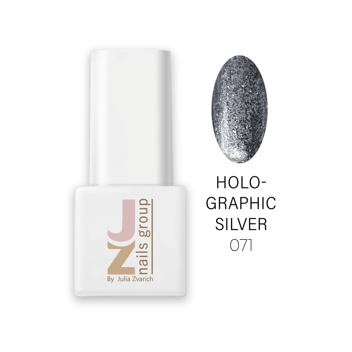 JZ Gel Nail Polish 071 Holographic Silver
