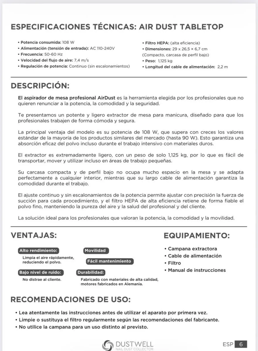 Aspirador DUSTWELL SLIM PRO 108W - Imagen 5