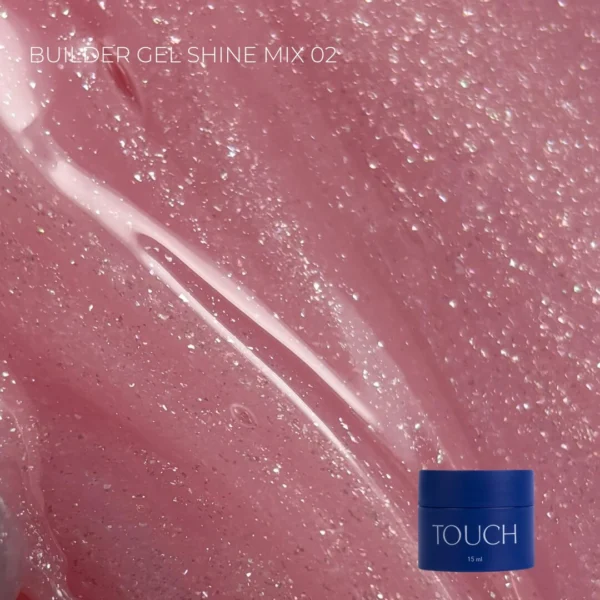 builder gel color salmón, perlado, con shimmer, de touch