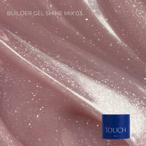 builder gel de touch, tono nude perlado, con shimmer,