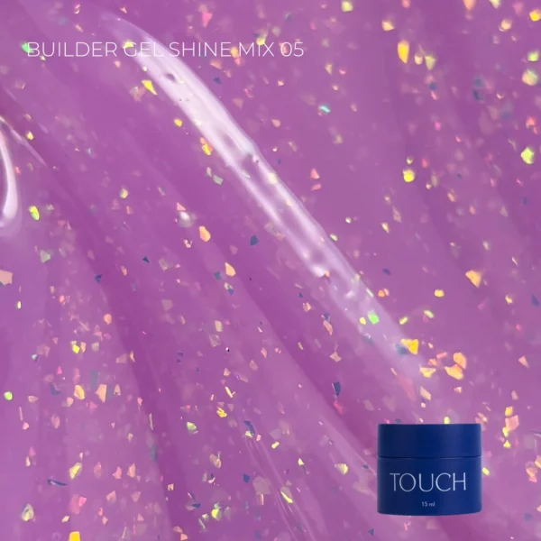 builder gel de touch, en tono rosa perlado con fina purpurina, shimmer