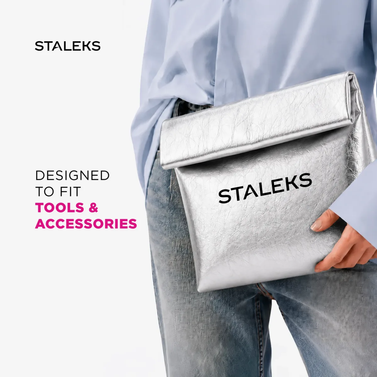 BOLSO NECESER STALEKS - PLATA ECOPIEL - Imagen 4